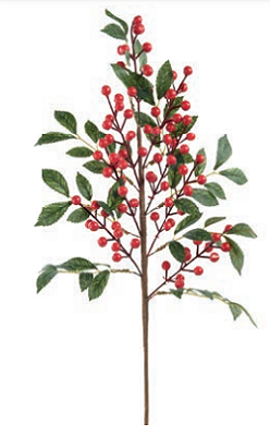 Galho Decorativo Com Frutas e Folhas Grande Vermelho 64cm