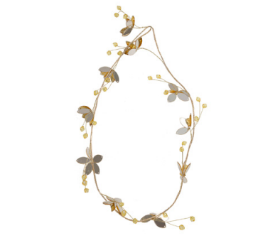 Festão Decorativo De Cristal Com Flores e Pétalas Dourado 120X5X2CM