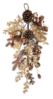 Pendente Decorativo Dourado Com Pinha 75X28X10CM