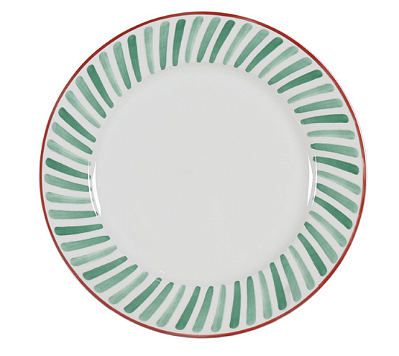 Conjunto De 4 Peças De Pratos Natalinos Em Cerâmica Branco Com Detalhe Verde 27x2cm