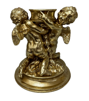 Anjo Decorativo Natalino De Resina Dourado 21x24cm