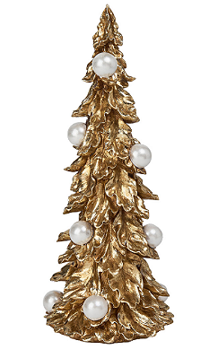 Árvore De Natal Decorativa Em Metal Dourada 14x34cm