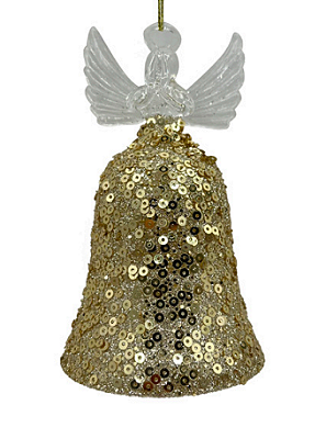 Conjunto De 2 Peças De Sinos Crystal Para Pendurar Em Vidro Dourado 6x11cm