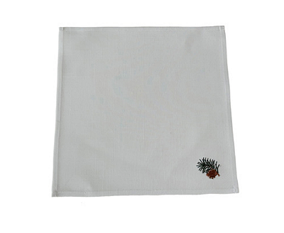 Conjunto De 4 Peças De Guardanapo Bordado Com Pinha Branco 40x40cm