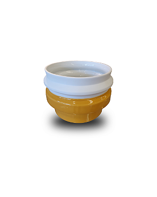 Cachepot De Porcelana Totem G Branco Fosco e Amarelo 21x14cm