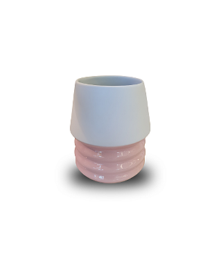 Vaso De Porcelana Fole M Branco Fosco e Rosa 14x16cm