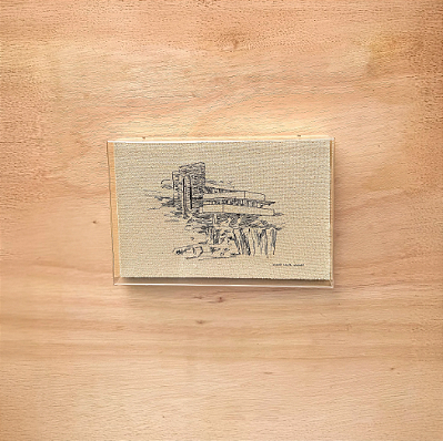 Quadro Em Acrílico Bordado e Madeira Galleria Museu M Frank Lloyd Wright Fallingwater 20x30cm