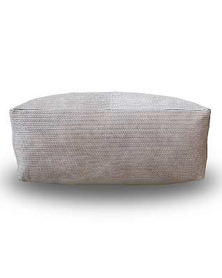 Puff Retangular De Couro Tressê Trançado Bege 80x45cm