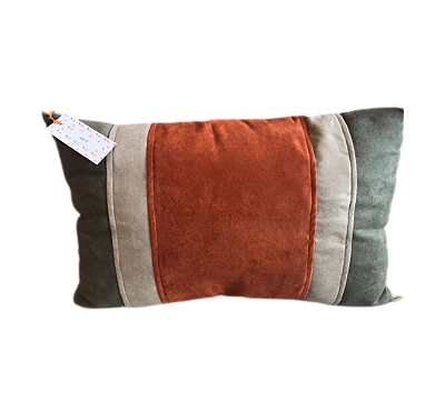 Almofada De Camurça A-498 Retangular Verde Musgo Bege e Ocre 30x50cm