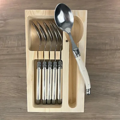 Conjunto De 6 Peças De Colheres De Sobremesa Brancas Laguiole