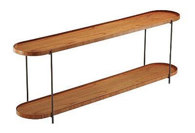 Mesa Lateral De Sofá Oblongo Com Lâmina de Madeira Imbuia 91x31x62cm