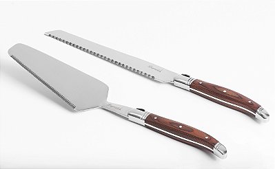 Conjunto De 2 Peças De Talheres Para Bolo De Madeira Laguiole