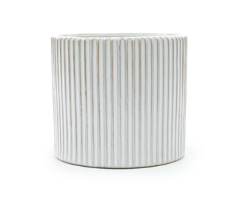 Cachepot De Cerâmica Com Detalhe Canelado Branco 11x13cm