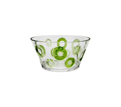Jogo De 6 Peças De Bowls Em Acrílico Com Textura Círculos Transparente e Verde 14cm