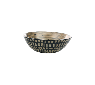 Jogo De 2 Peças De Bowl Em Bambu Natural e Preto 33x14x32cm
