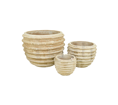 Vaso Em Cerâmica Redondo Com Textura Espiral