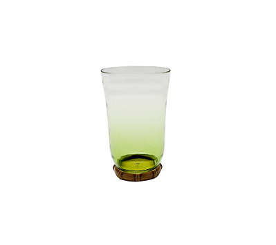 Jogo De 6 Peças De Copos Altos Em Acrílico Base Detalhe Bambu Transparente e Verde 650ml