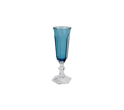 Jogo De 6 Taças Para Champanhe Sextavatadas Em Acrílico Azul e Transparente 170ml
