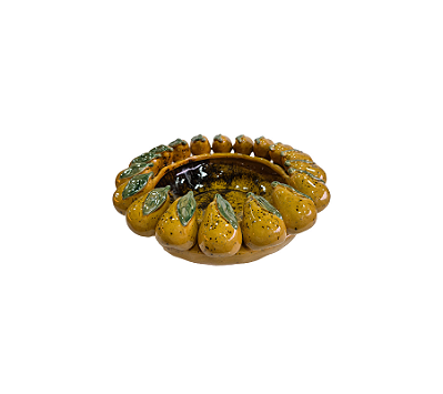 Centro De Mesa Em Cerâmica Formato Pêras Amarelo 33x11cm