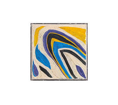 Quadro Em Acrílico Com Relevo Ondas Bordadas Colors Yellow 50x50cm