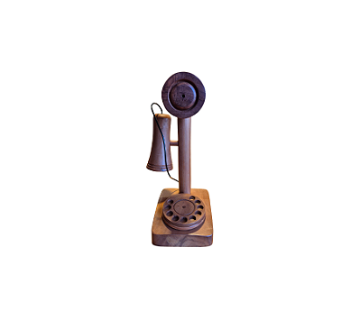 Telefone Vintage Castiçal Decorativo Beto Em Madeira 20x17x23cm