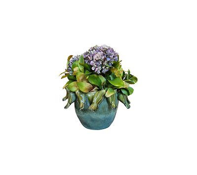 Cachepot Em Cerâmica Com Detalhes Pássaros Verde 29x19cm