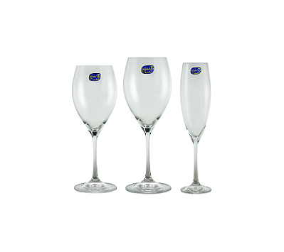 Jogo De 18 Taças De Cristal Sophia Bohemia - Água, Champagne e Vinho Tinto