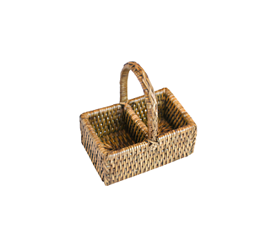 Porta Adoçante Em Rattan Natural Com Alça 11x7x12cm