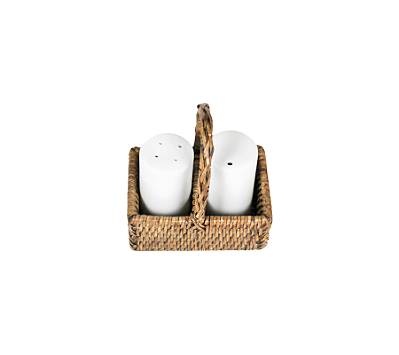 Conjunto De 2 Peças Saleiro e Pimenteiro GILI Em Rattan Natural 11x7x12cm