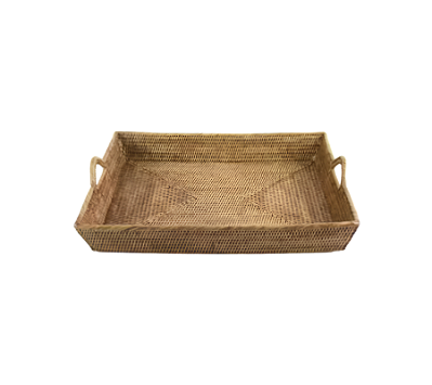 Bandeja Retangular TANGSI Em Rattan Natural G 58x47x12cm