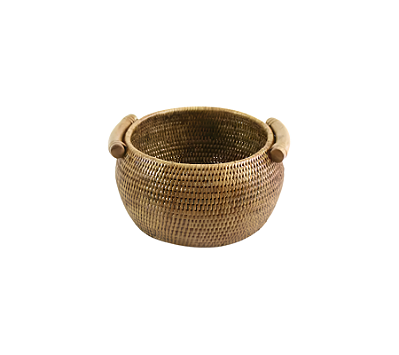 Cesta Redonda KANTAYA Com Alças Em Rattan Natural
