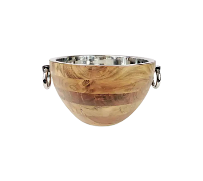 Champanheira PATNA LIGHT Em Madeira e Inox 40x20cm