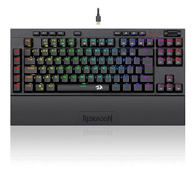 Teclado Mecânico Gamer Redragon Vishnu Preto RGB Switches Vermelhos K596