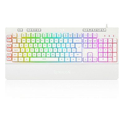 Teclado Membrana Gamer Redragon Shiva Lunar White RGB K512W-RGB ABNT2