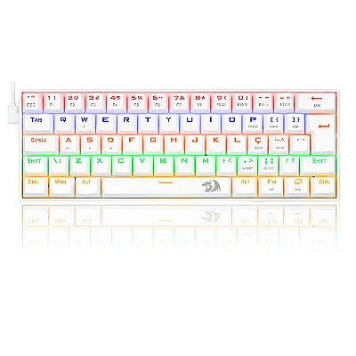 Teclado Mecânico Gamer Compacto Redragon Lakshmi Lunar White Iluminação