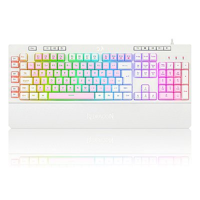 Teclado Gamer Redragon Shiva, RGB, ABNT2, Pink/White, K512PW-RGB