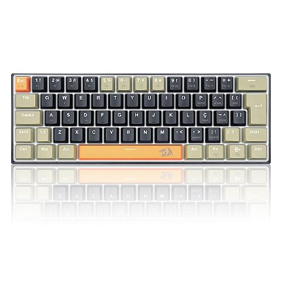 TECLADO GAMER REDRAGON LAKSHMI LARANJA+PRETO+ CINZA COM SWITCH MARROM