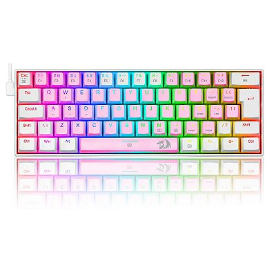 TECLADO MECÂNICO KEYBOARD REDRAGON DRAGONBORN ROSA E BRANCO RGB