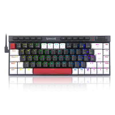 TECLADO MECANICO GAMER MAGIC-WAND RGB PRETO, BRANCO E VERMELHO SWITCH BROWN
