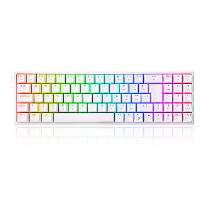 TECLADO MECÂNICO GAMER POLLUX RGB BRANCO SWITCH