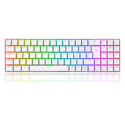TECLADO MECÂNICO GAMER ZED PRO RGB BRANCO SWITCH MARROM