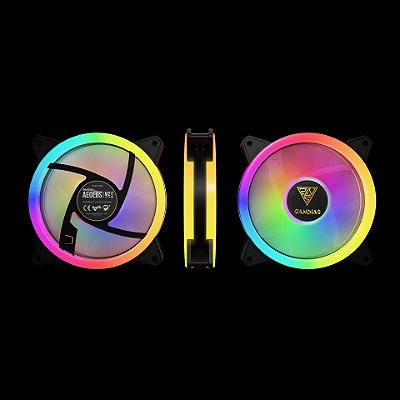KIT 4 FANS RGB COM FITA LED ARGB AEOLUS M2 1204R ELITE