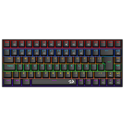 Teclado Redragon Phantom Preto Rainbow Mecânico 75% com Switch Brown
