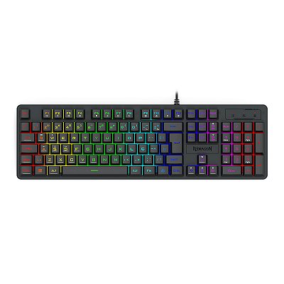 Teclado Membrana Gamer Redragon Netherbane Iluminação Rainbow Preto
