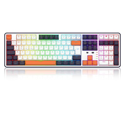 Teclado Mecânico Gamer Redragon Wyvern Pro RGB Branco, Preto e Laranja