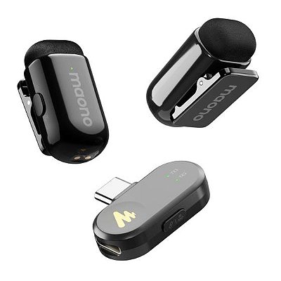 Kit de Microfones de Lapela Sem Fio Maono Wave T1 Mini Lightning com Case de Carregamento – WM622 LIGHTNING
