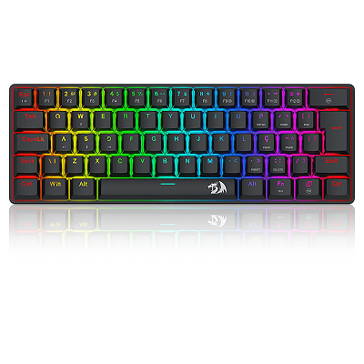 Teclado Mecânico Gamer Redragon Jax 60% – Switch Marrom, Iluminação Rainbow, USB-C, ABNT2 – K613-KB (PT-BROWN)