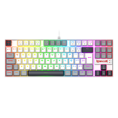 Teclado Mecânico Gamer Redragon Kumara RGB – Switch Marrom, TKL, Tricolor Branco/Preto/Cinza, ABNT2 – K552WGL-RGB (PT-BROWN)