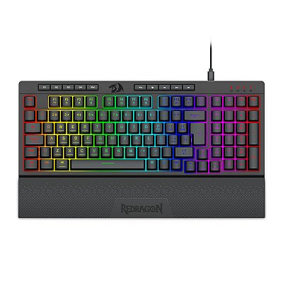 Teclado Gamer Redragon Shiva RGB – Membrana, 1800 Compact, Apoio de Pulso, ABNT2 – K515-RGB (PT)