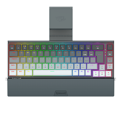 TECLADO MECÂNICO GAMER SHACO PRO PRETO E CINZA RGB COM SWITCH MARROM